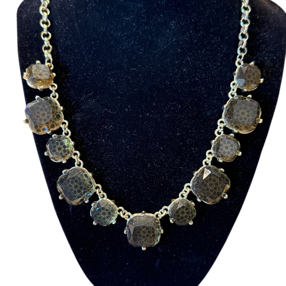 Gold and Brown Stone with Filagree Design Necklace up to 22”